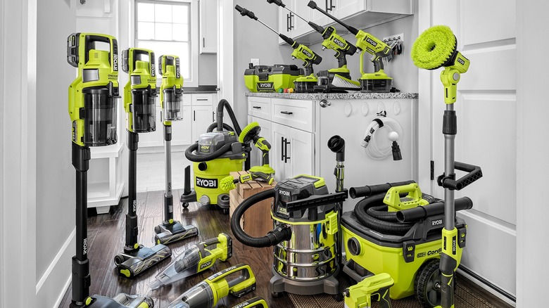 group of ryobi cleaning tools