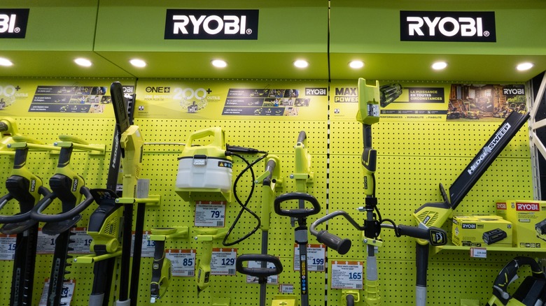 Ryobi tools on display