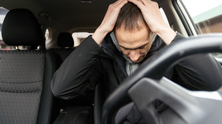 upset person in car