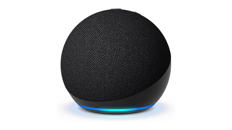 Charcoal Echo Dot with a blue ring light