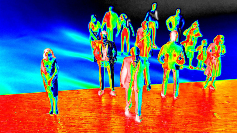 crowd captured using a thermal camera