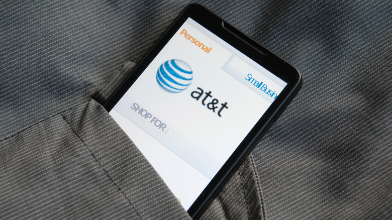 AT&T phone app in trouser pocket