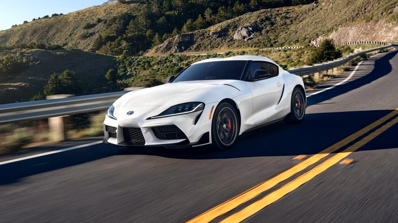 Action shot of a 2025 Toyota GR Supra