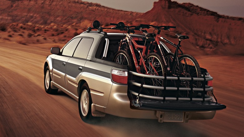 Subaru Baja hauling bikes