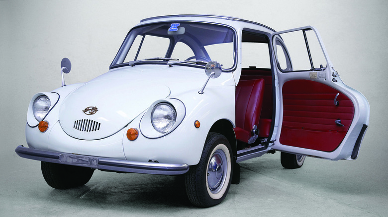 Subaru 360 with door open