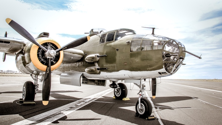 B-25 sitting on runway