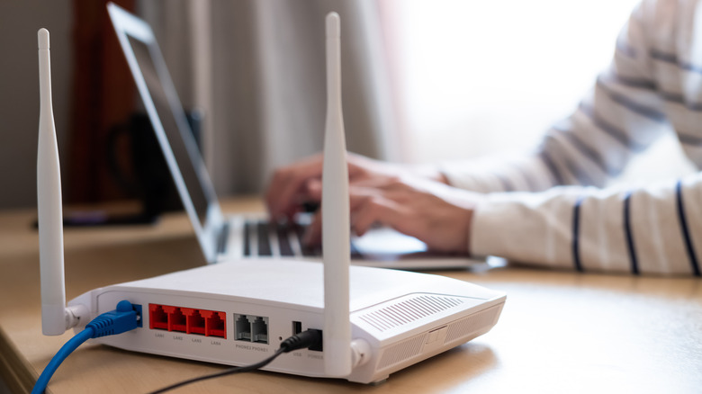 internet router on desk