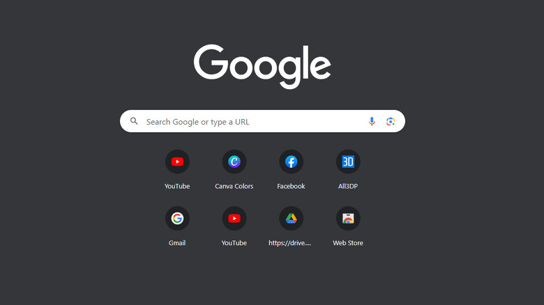 Chrome shortcuts on homepage