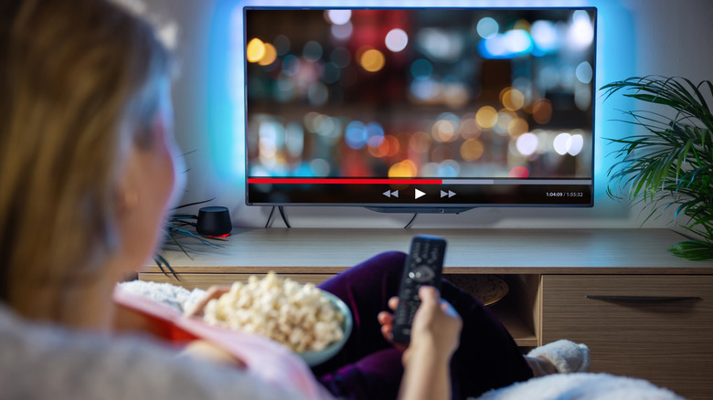 woman watching TV