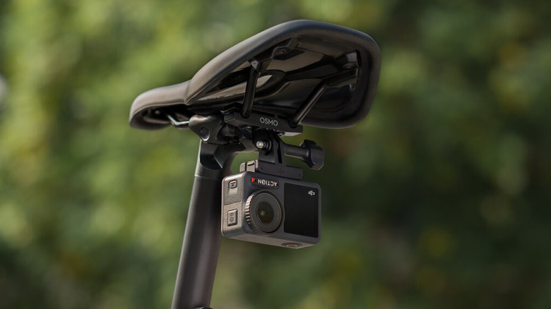 DJI Osmo Action 4 mounted on bicycle seat