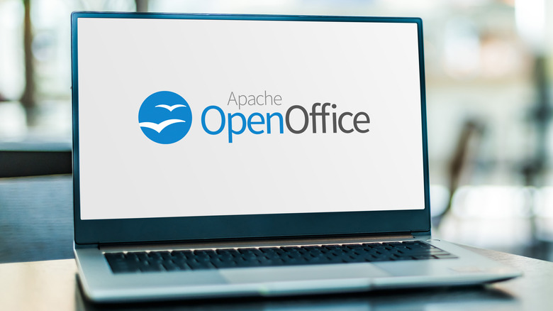 Apache OpenOffice logo on laptop screen