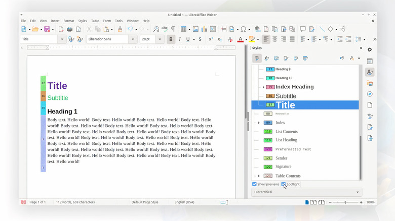 document being edited in LibreOffice Writer