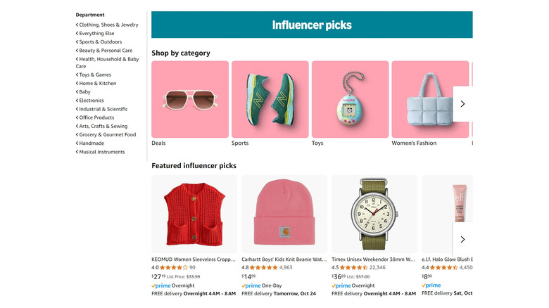 Amazon influencer picks page