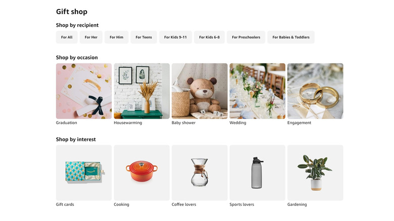 Amazon Gift shop page