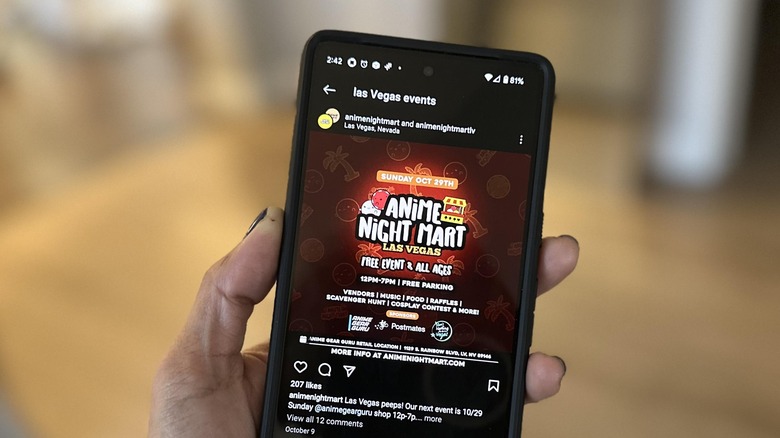 Instagram android app event search