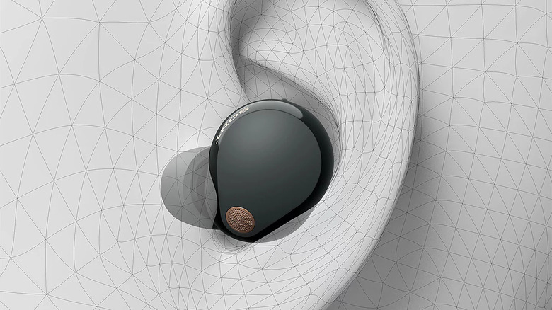 Sony WF-1000XM5 earbud in illustration of ear