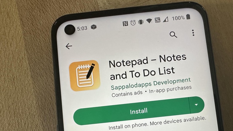 Notepad android app