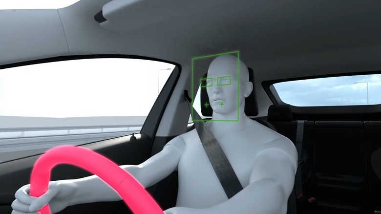 An Illustration Of A Driver Attention Warning System Monitoring Steering And The Drivers Face