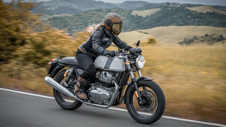 Woman riding motorcycle