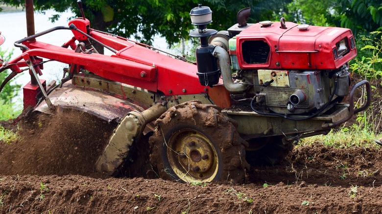 Tiller in use on farm