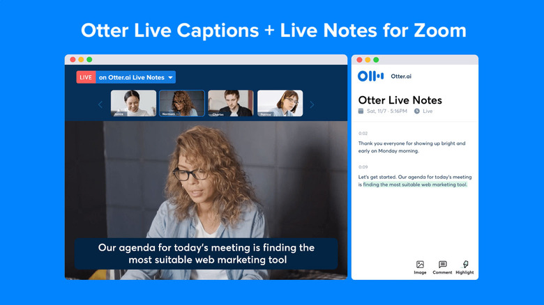 woman using Otter Live Notes