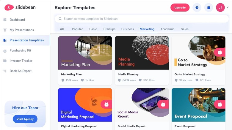 Slidebean templates library 