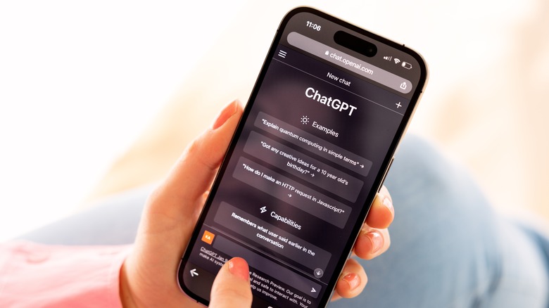 person using ChatGPT on iPhone