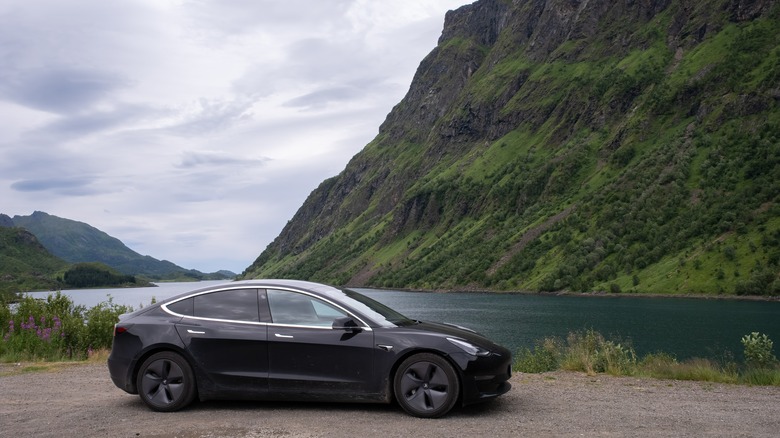 Tesla parked