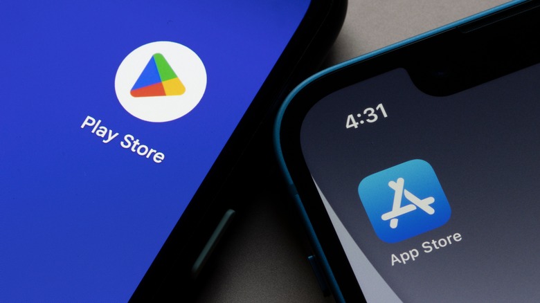 Google Play Store and Apple App Store app icons