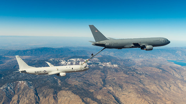 A Boeing KC-46A refueling another aircraft