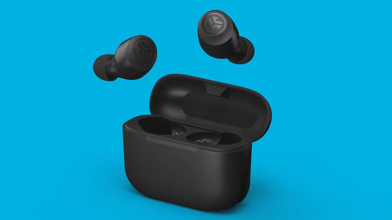 Headphones on blue background