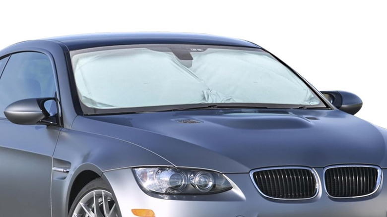 windshield sunshade in BMW coupe