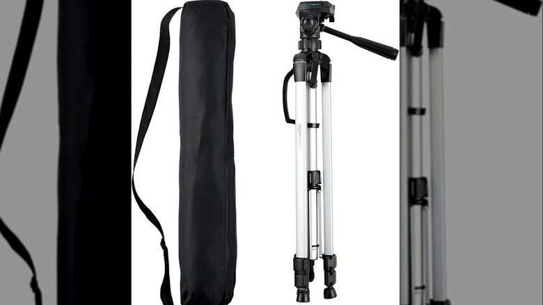 tripod and bag on white background