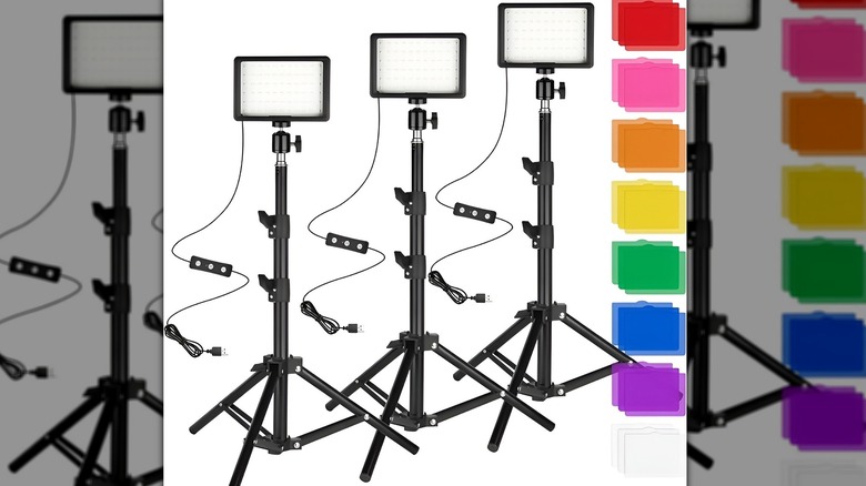 lights and gels on white background