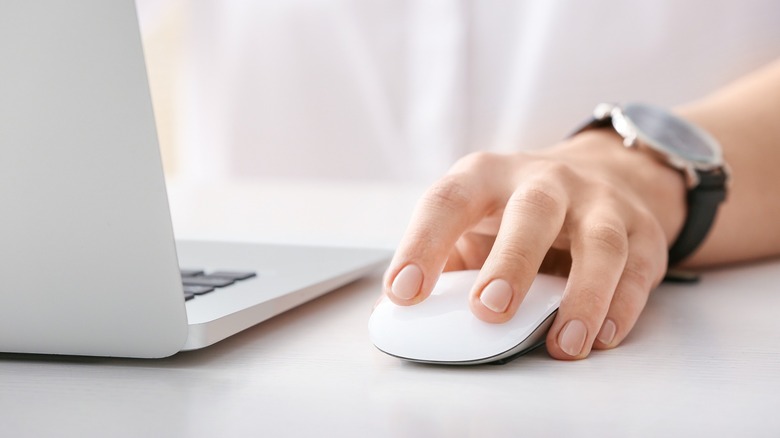 Wireless mouse being used