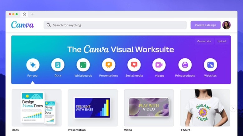 Canva Visual Worksuite website