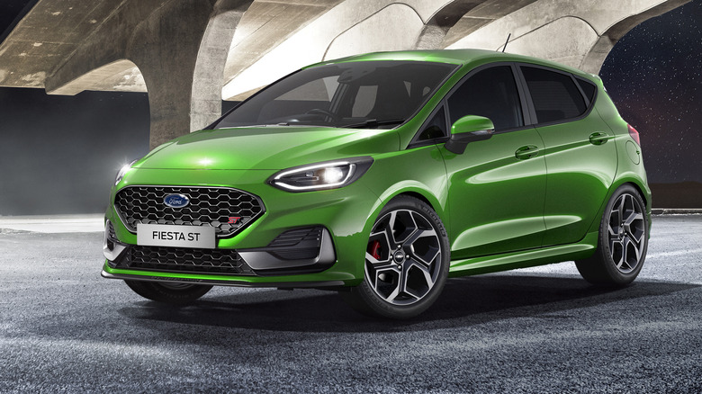 A green 2022 Ford Fiesta ST.