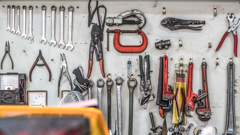 tools hanging on the wall