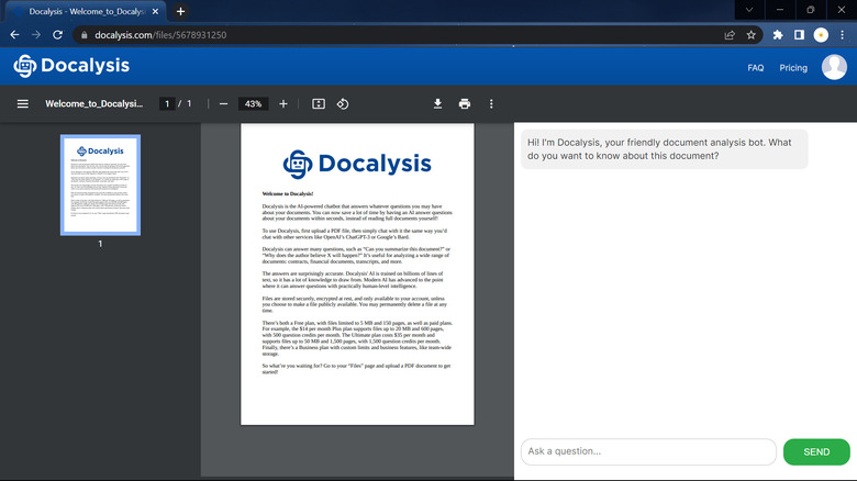 docalysis sample chat