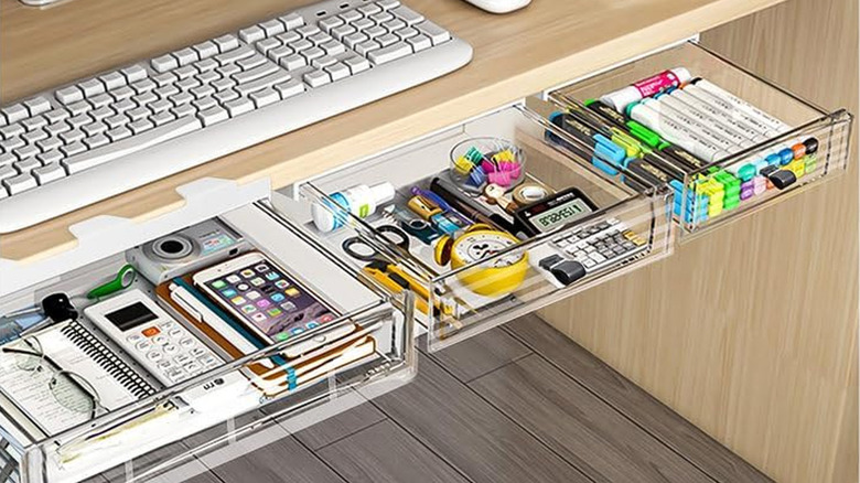 adhesive slide out desk drawers