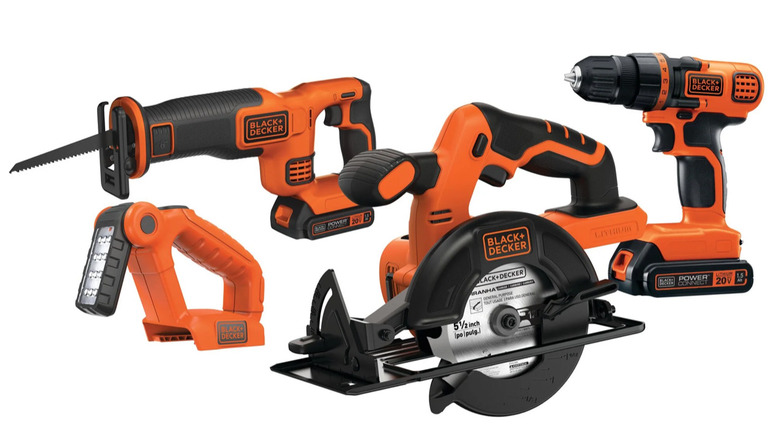 various Black+Decker power tools