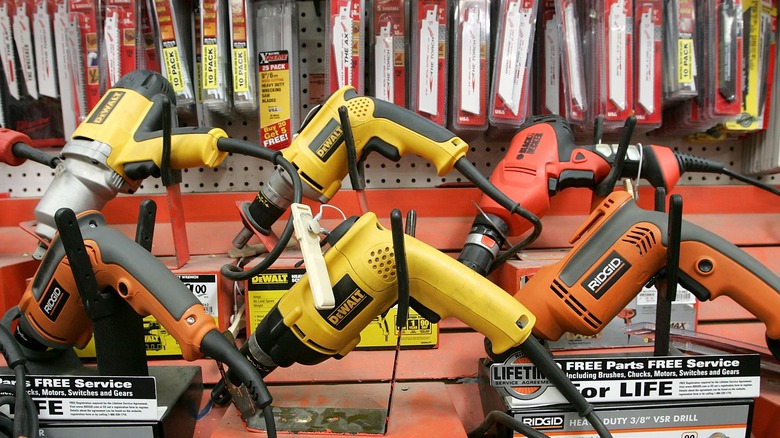 various power tools on display 