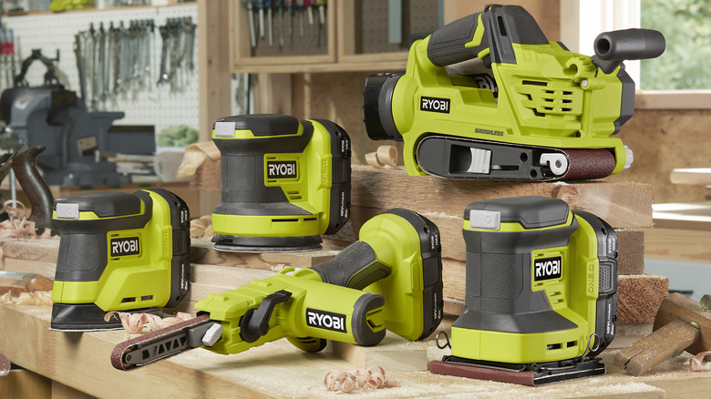 various Ryobi power tools