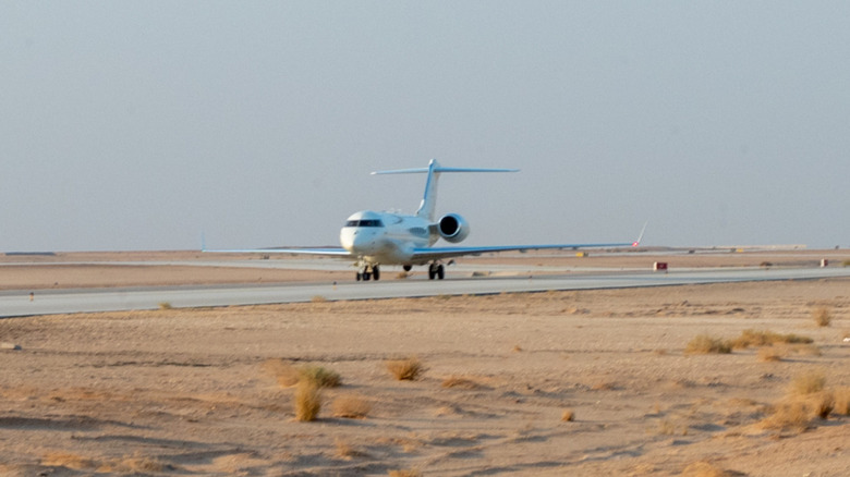 An E-11A lands at its new home in Saudi Arabia