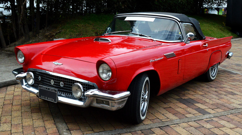 Red Thunderbird parked street