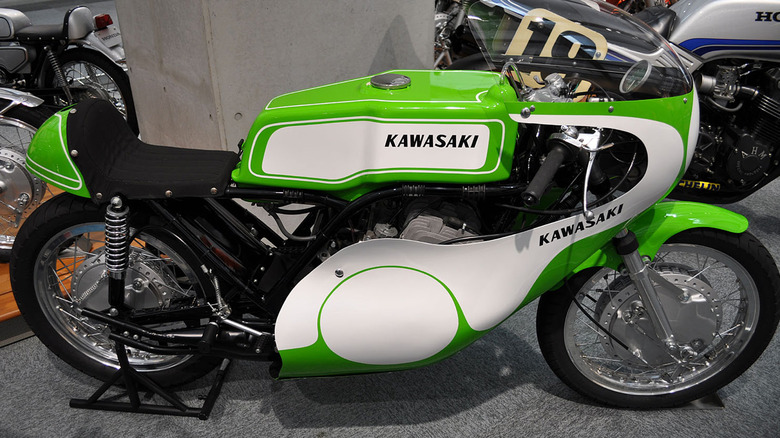 1969 Kawasaki H1R motorcycle on show floor