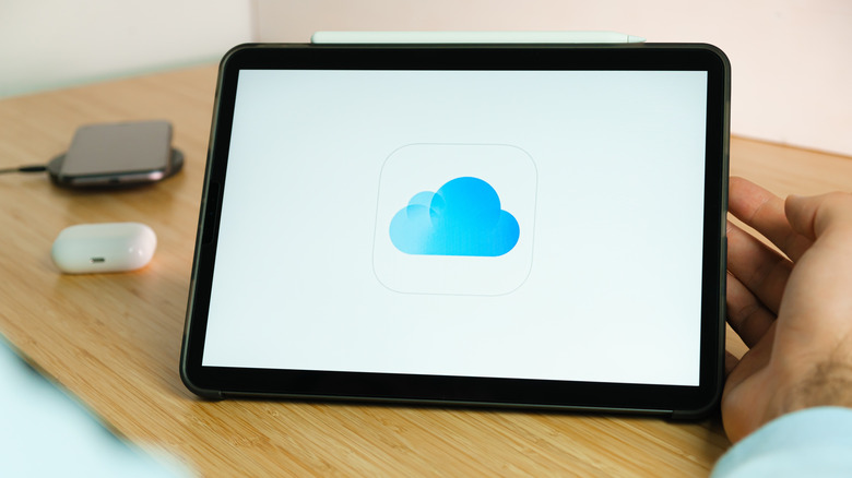 iCloud logo on iPad