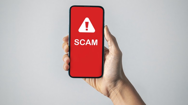 Scam alert on a smartphone