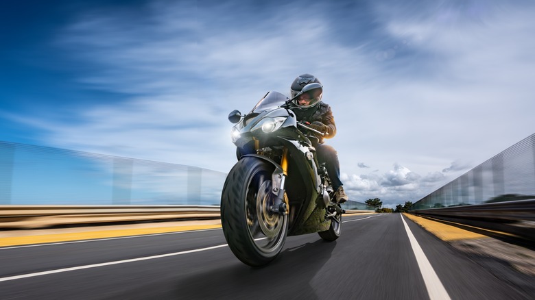 Motorcycle rider on highway