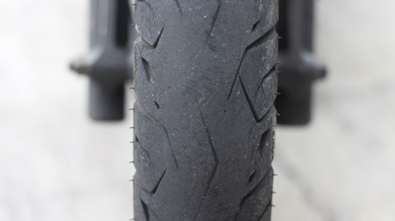 Worn-out motorcycle tire